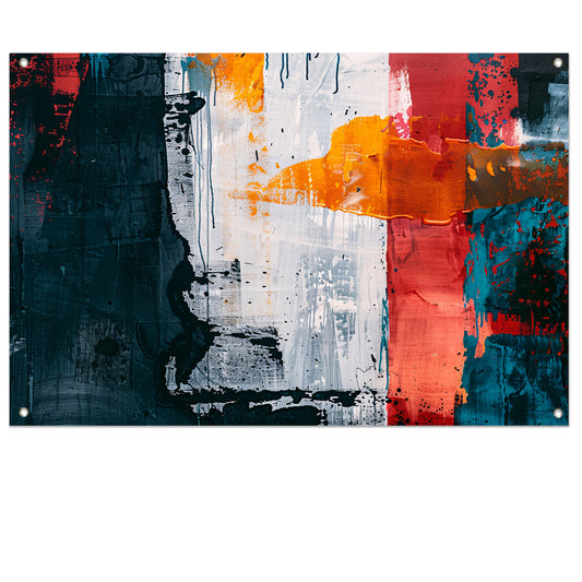 Abstract kleurrijk schilderij met dynamische kleuren tuinposter