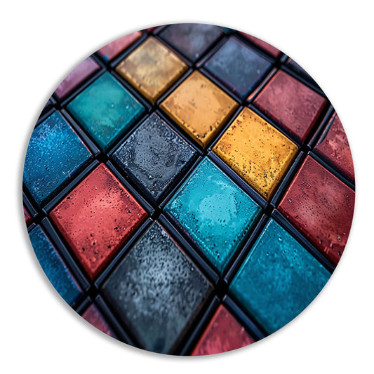 Abstract Tegels Muurdecoratie aluminium muurcirkel