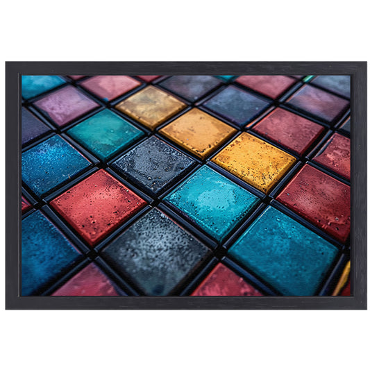 Abstract Tegels Muurdecoratie canvas met baklijst