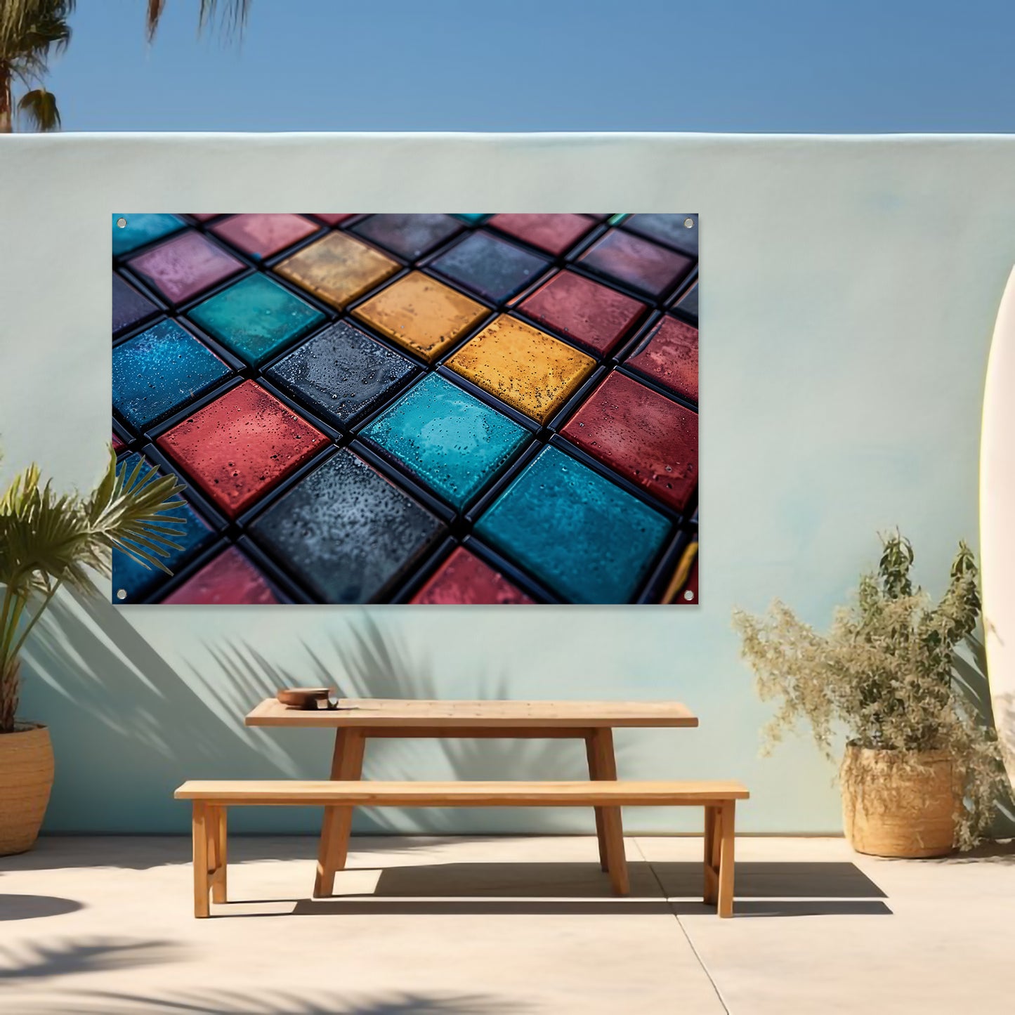 Abstract Tegels Muurdecoratie tuinposter