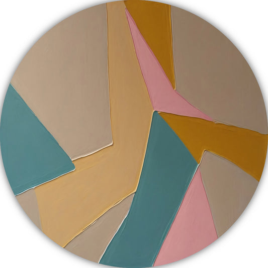 Minimalistische Abstracte Geometrie in Kleur aluminium muurcirkel