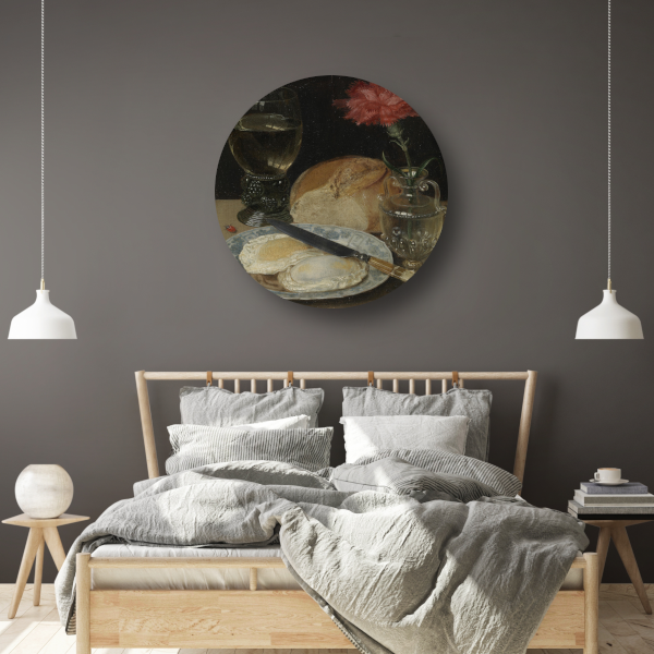 Stilleven met gebakken eieren - Georg Flegel aluminium muurcirkel