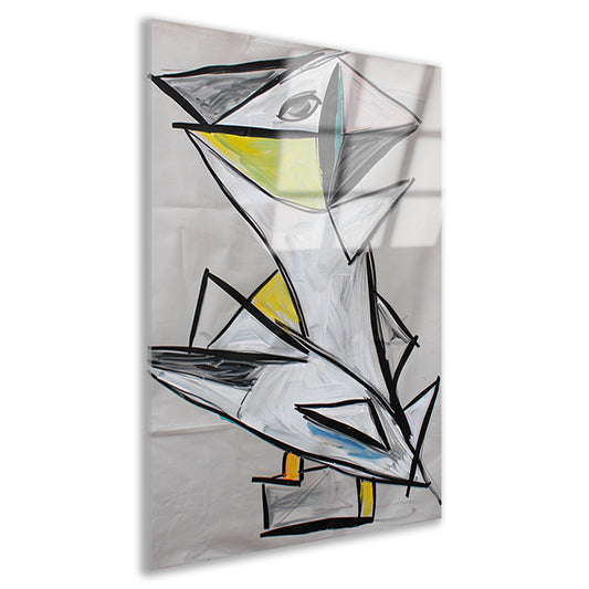 Abstract geometrisch vogel kunstwerk met kleuren acrylglas