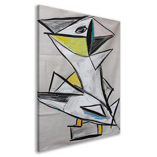 Abstract geometrisch vogel kunstwerk met kleuren canvas