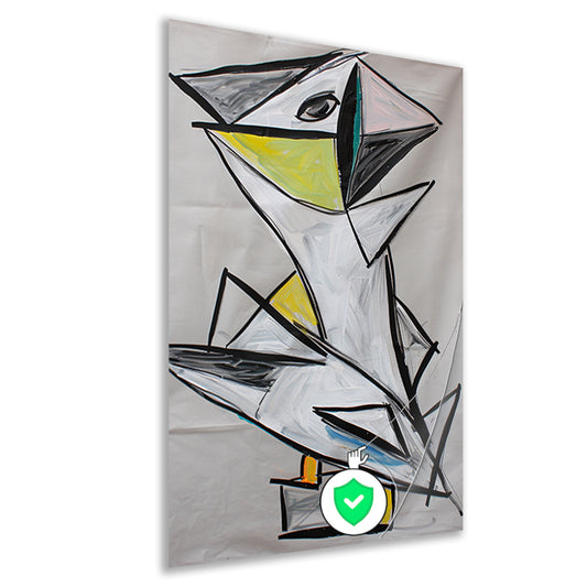 Abstract geometrisch vogel kunstwerk met kleuren poster