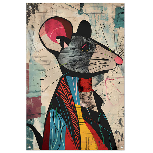 Abstract muis met levendige kleuren tuinposter