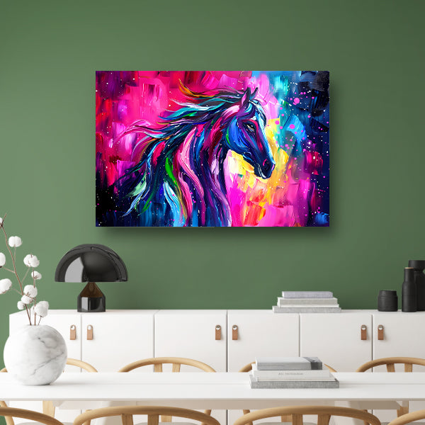 Kleurrijk abstract schilderij van paard poster