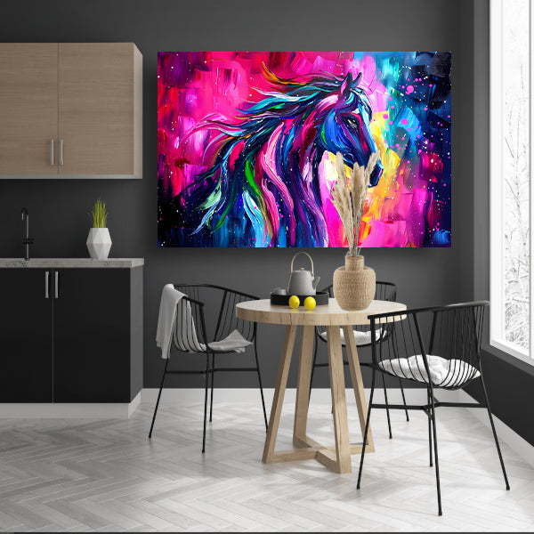 Kleurrijk abstract schilderij van paard poster