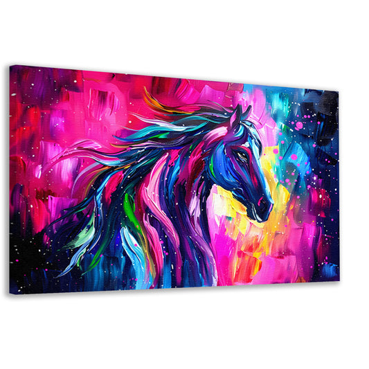 Kleurrijk abstract schilderij van paard canvas