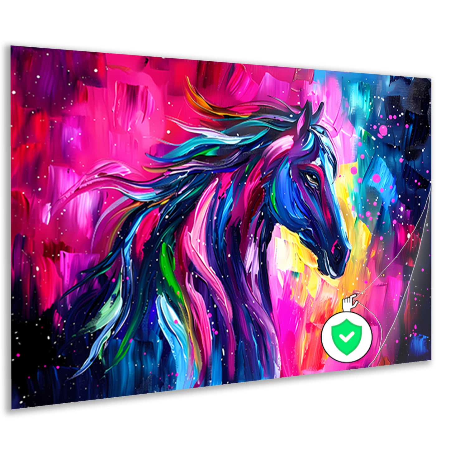 Kleurrijk abstract schilderij van paard poster