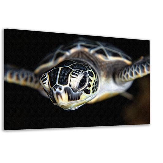 Zeeschildpad in azuurblauw canvas