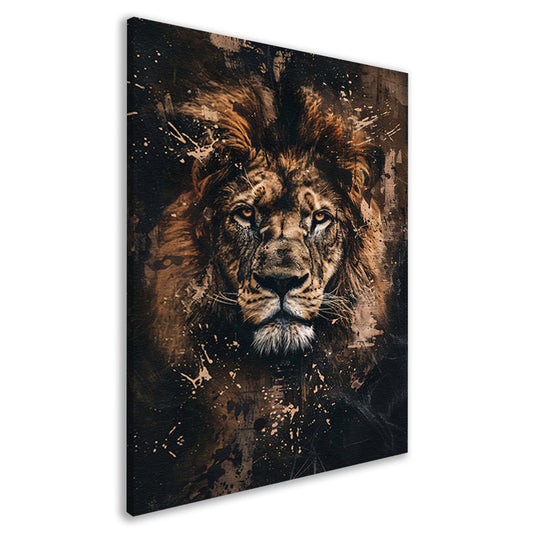 Mysterieus leeuwenportret in rustieke stijl canvas