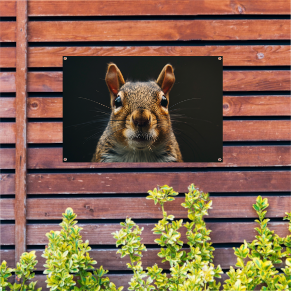 Intiem portret van een eekhoorn in detail tuinposter