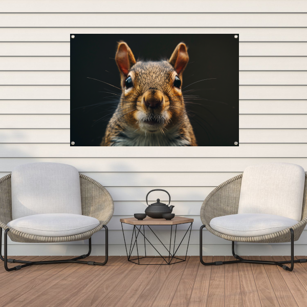 Intiem portret van een eekhoorn in detail tuinposter