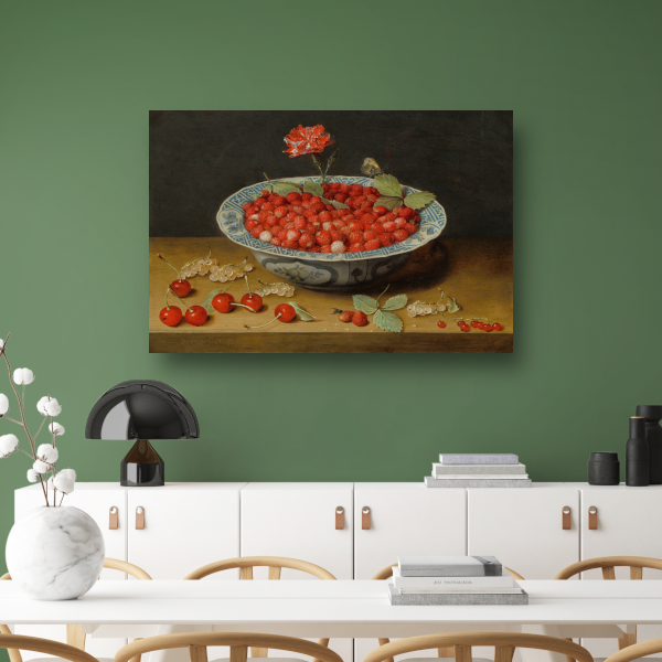 Stilleven met aardbeien in een porseleinen kom - Jacob van Hulsdonck canvas