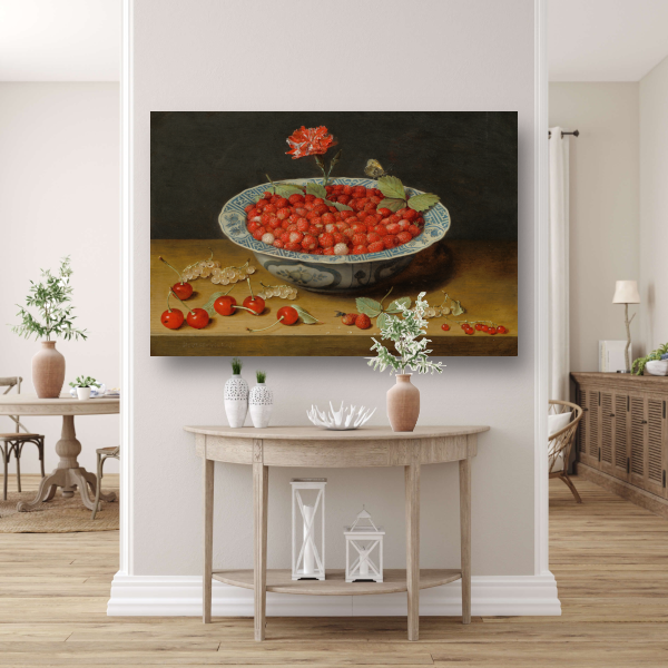 Stilleven met aardbeien in een porseleinen kom - Jacob van Hulsdonck canvas