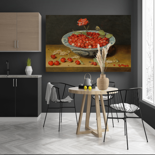 Stilleven met aardbeien in een porseleinen kom - Jacob van Hulsdonck canvas