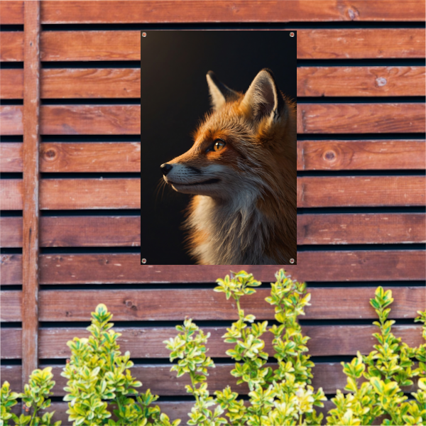 Intense blik van een majestueuze vos tuinposter