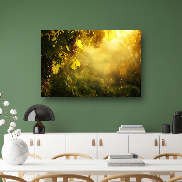 Gouden lichtval over wijngaard bij zonsondergang canvas