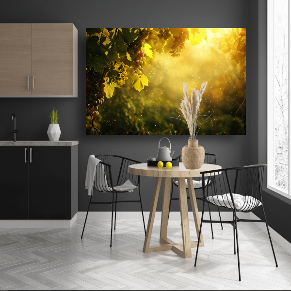 Gouden lichtval over wijngaard bij zonsondergang canvas