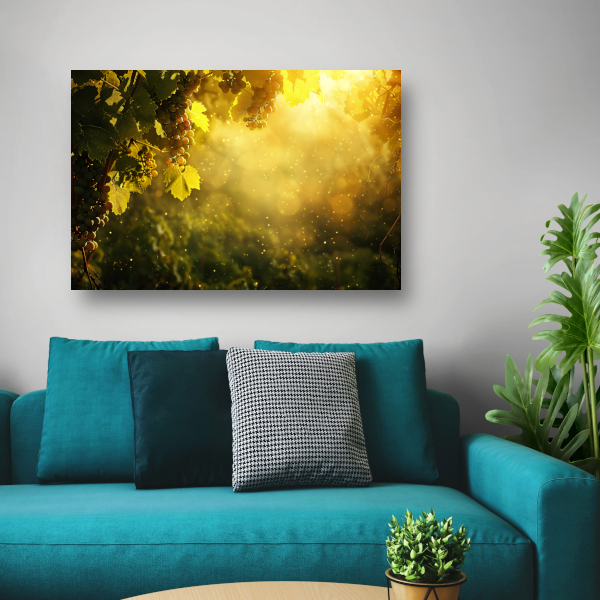 Gouden lichtval over wijngaard bij zonsondergang canvas