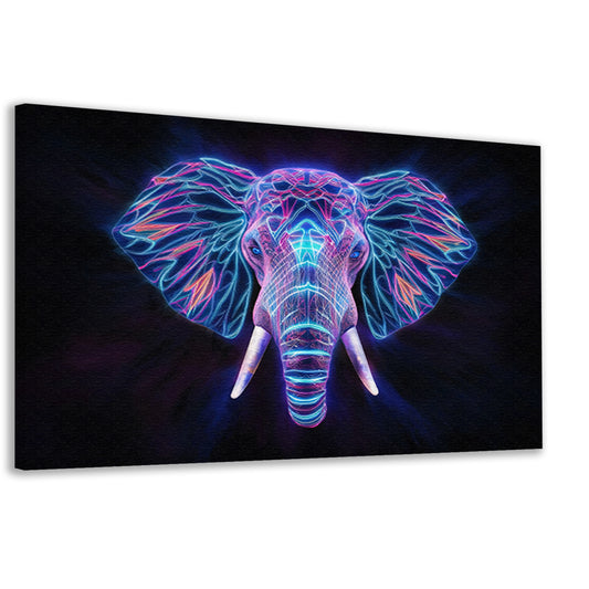 Neon holografische olifant met futuristische kleuren canvas