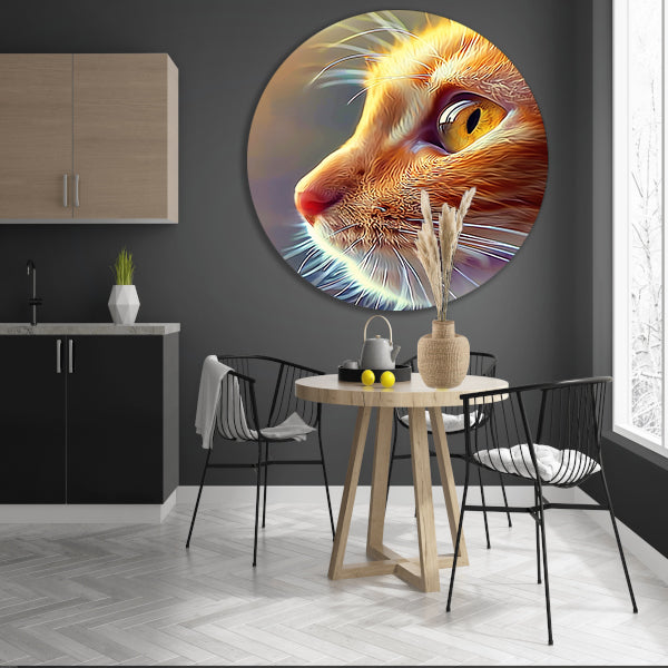 Prachtige hyperrealistische schildering van een kat aluminium muurcirkel