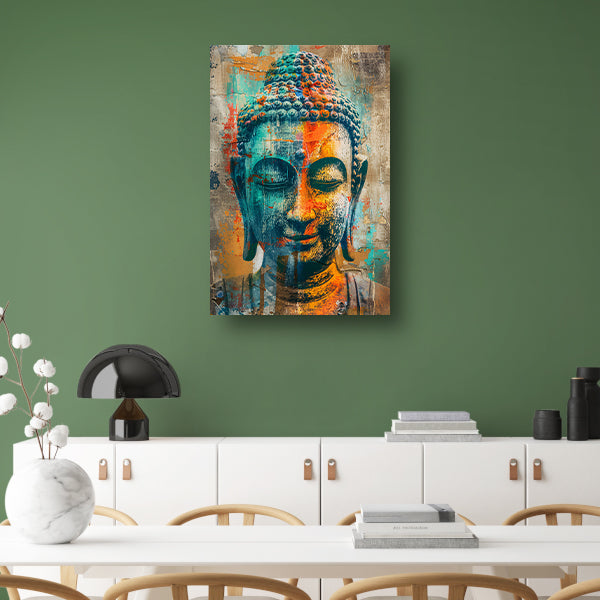 Kleurrijk Boeddha-portret in graffiti-stijl canvas