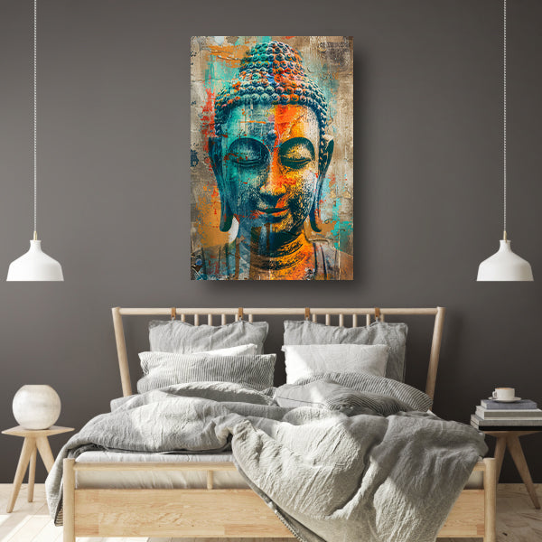 Kleurrijk Boeddha-portret in graffiti-stijl poster