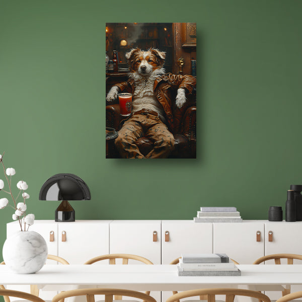 Charismatische Hond in Vintage Fauteuil canvas