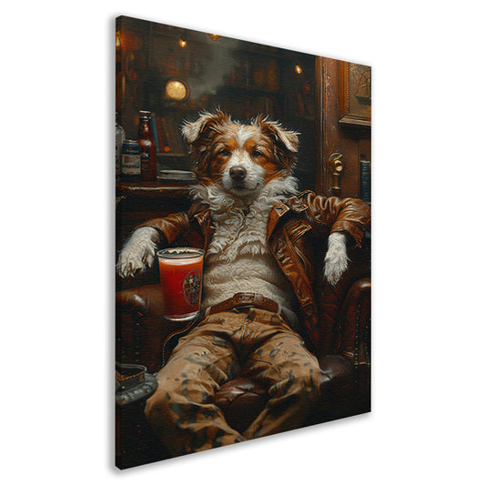 Charismatische Hond in Vintage Fauteuil canvas