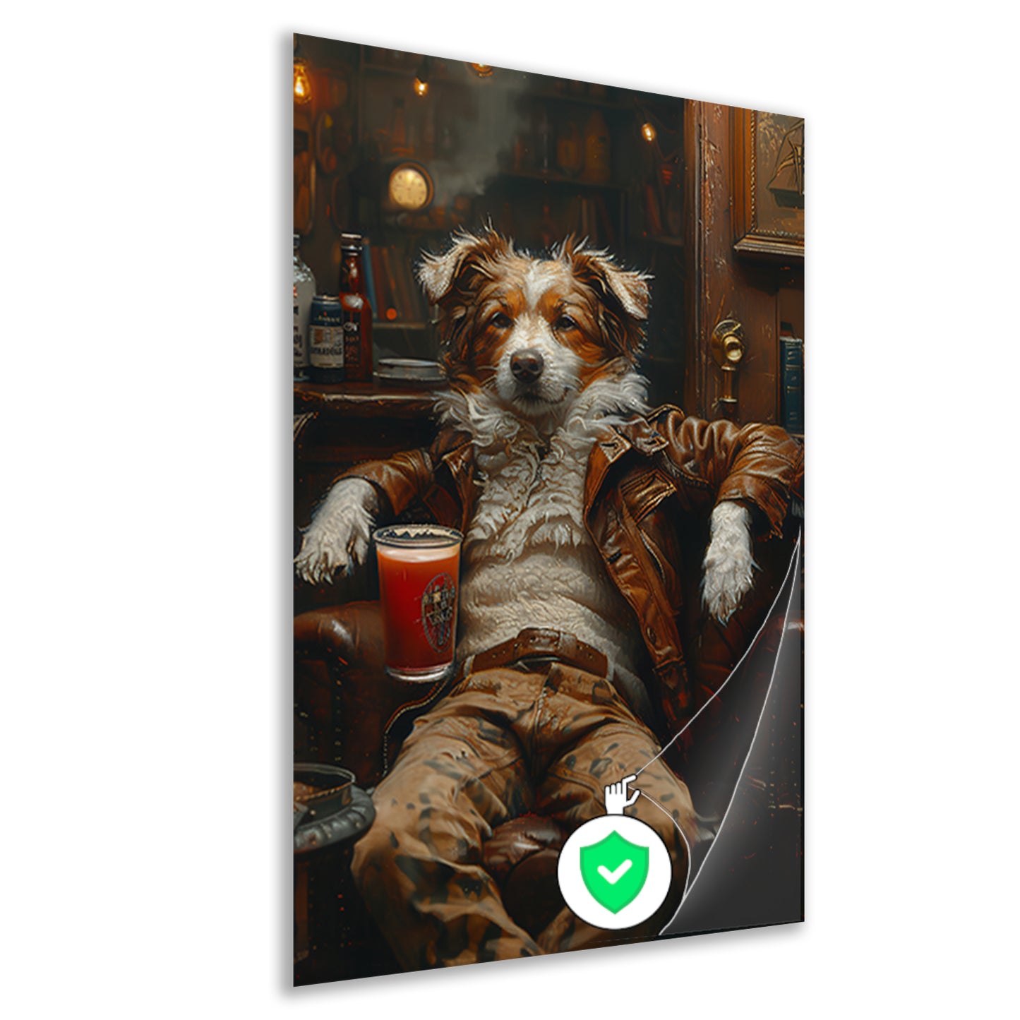 Charismatische Hond in Vintage Fauteuil poster