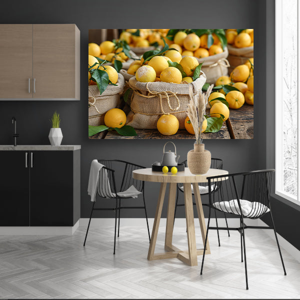 Citroenen stilleven canvas met baklijst