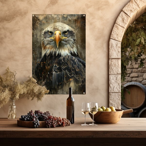Mysterieuze adelaar met rustieke achtergrond tuinposter