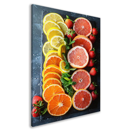 Minimalistisch ontwerp met citrusvruchten en munt. canvas