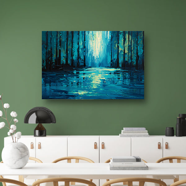 Surrealistisch boslandschap in levendige kleuren canvas