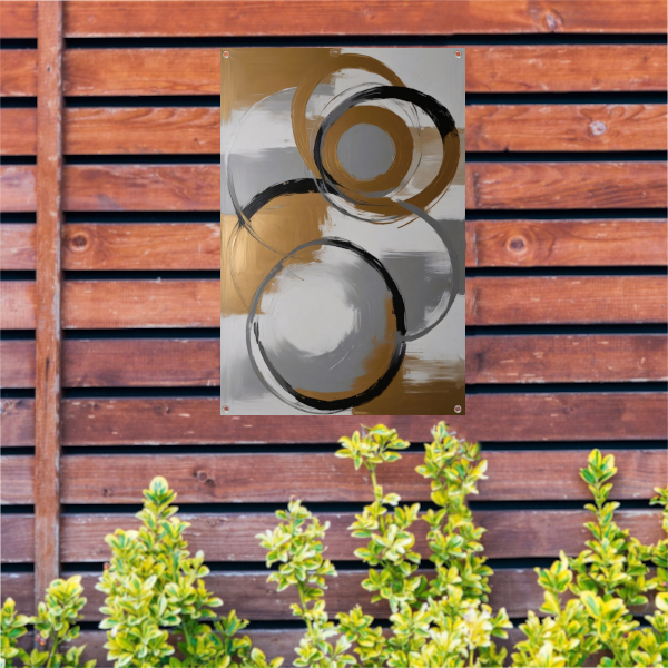 Abstracte compositie van monochrome cirkels tuinposter