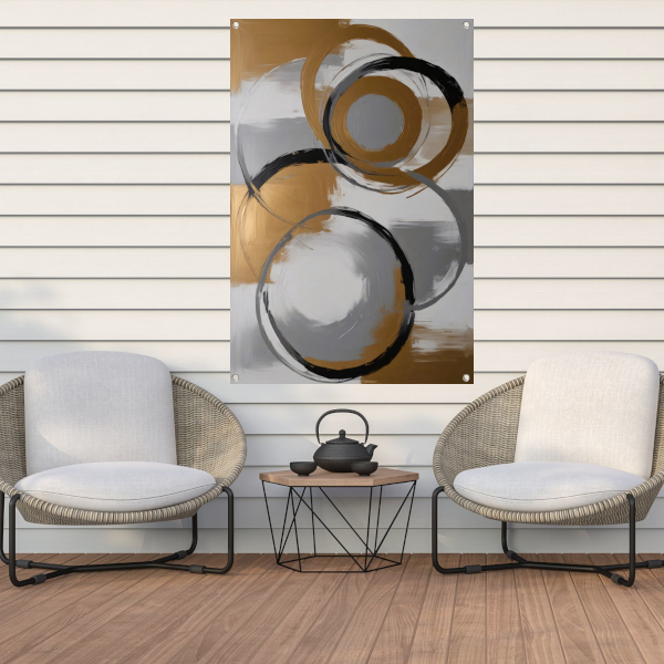 Abstracte compositie van monochrome cirkels tuinposter