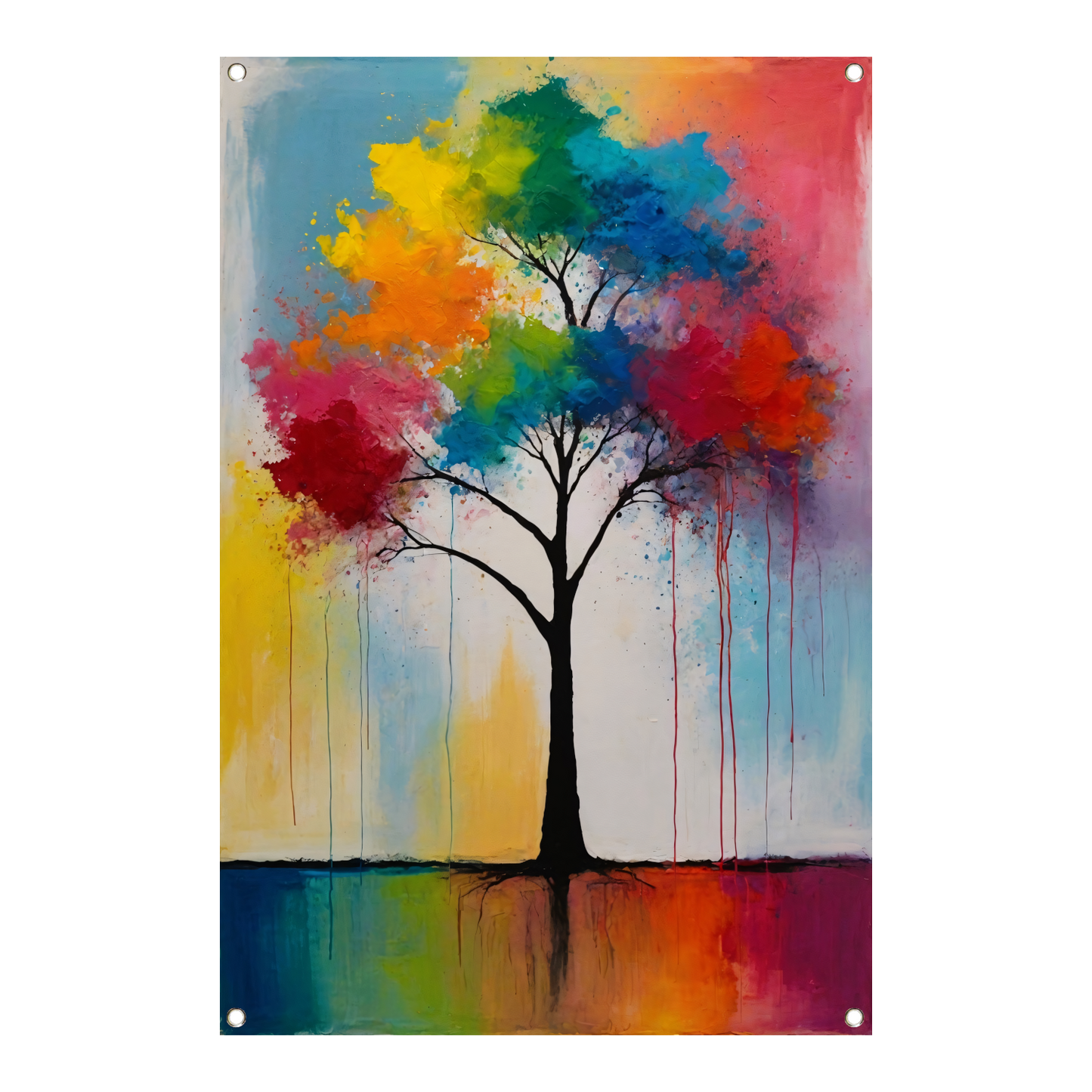 Abstracte Boom met Kleurrijke Uitspattingen tuinposter