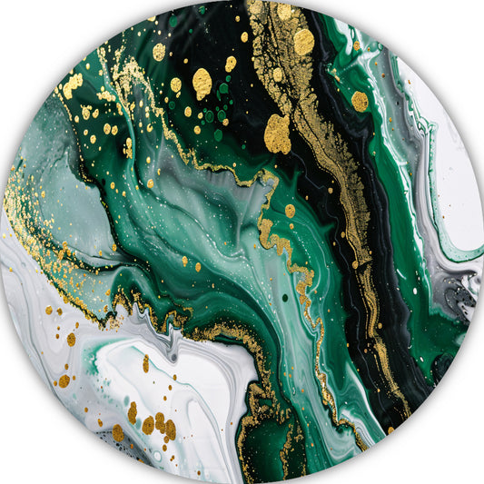Groen Gouden Marmer Abstract Ontwerp aluminium muurcirkel