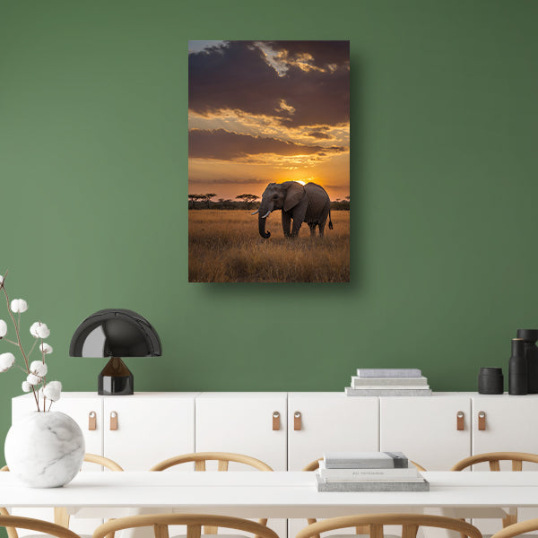 Majestueuze olifant bij Afrikaanse zonsondergang canvas