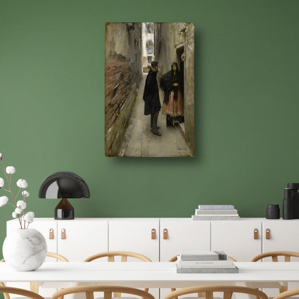 Een straat in Venetië - John Singer Sargent canvas met baklijst
