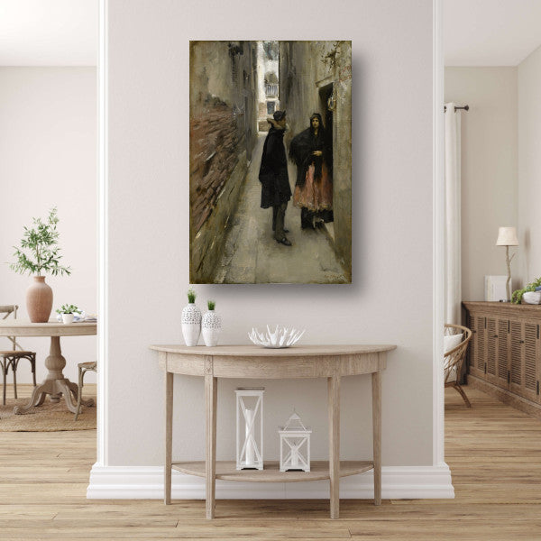 Een straat in Venetië - John Singer Sargent canvas met baklijst