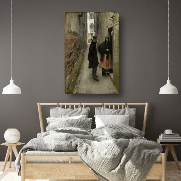 Een straat in Venetië - John Singer Sargent canvas met baklijst