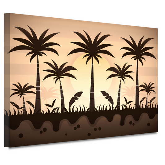 Palmen bij zonsondergang canvas