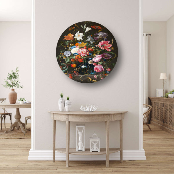 Vaas met bloemen - Jan Davidsz. de Heem aluminium muurcirkel