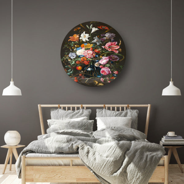 Vaas met bloemen - Jan Davidsz. de Heem aluminium muurcirkel
