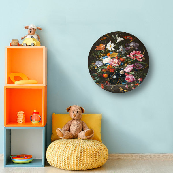 Vaas met bloemen - Jan Davidsz. de Heem aluminium muurcirkel