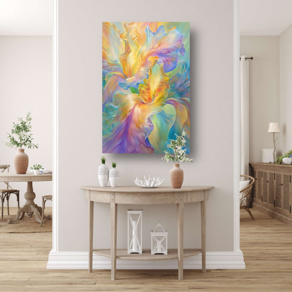 Abstracte bloem in pastelkleuren schilderij poster