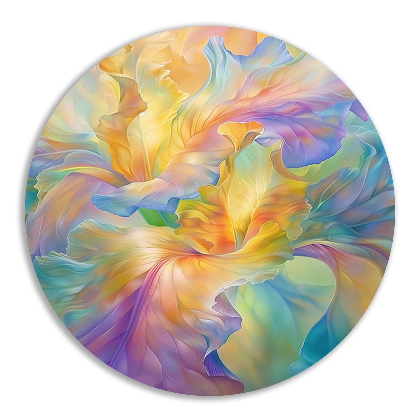 Abstracte bloem in pastelkleuren schilderij aluminium muurcirkel